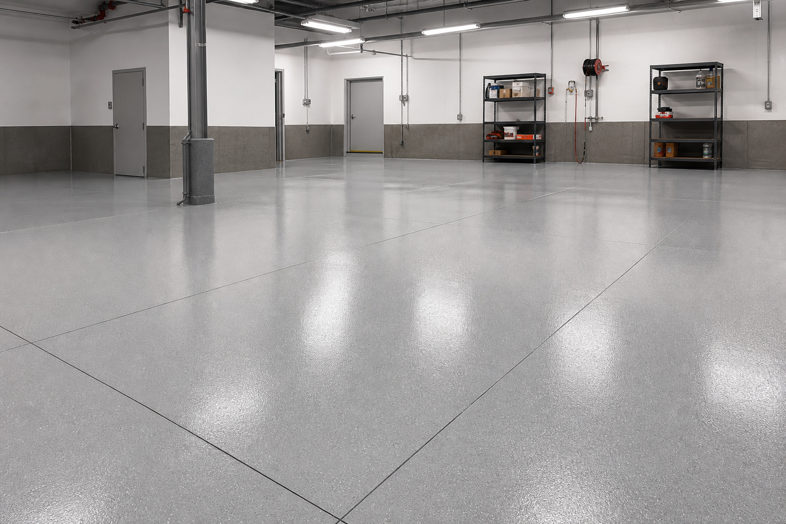 Commercial gray epoxy floor