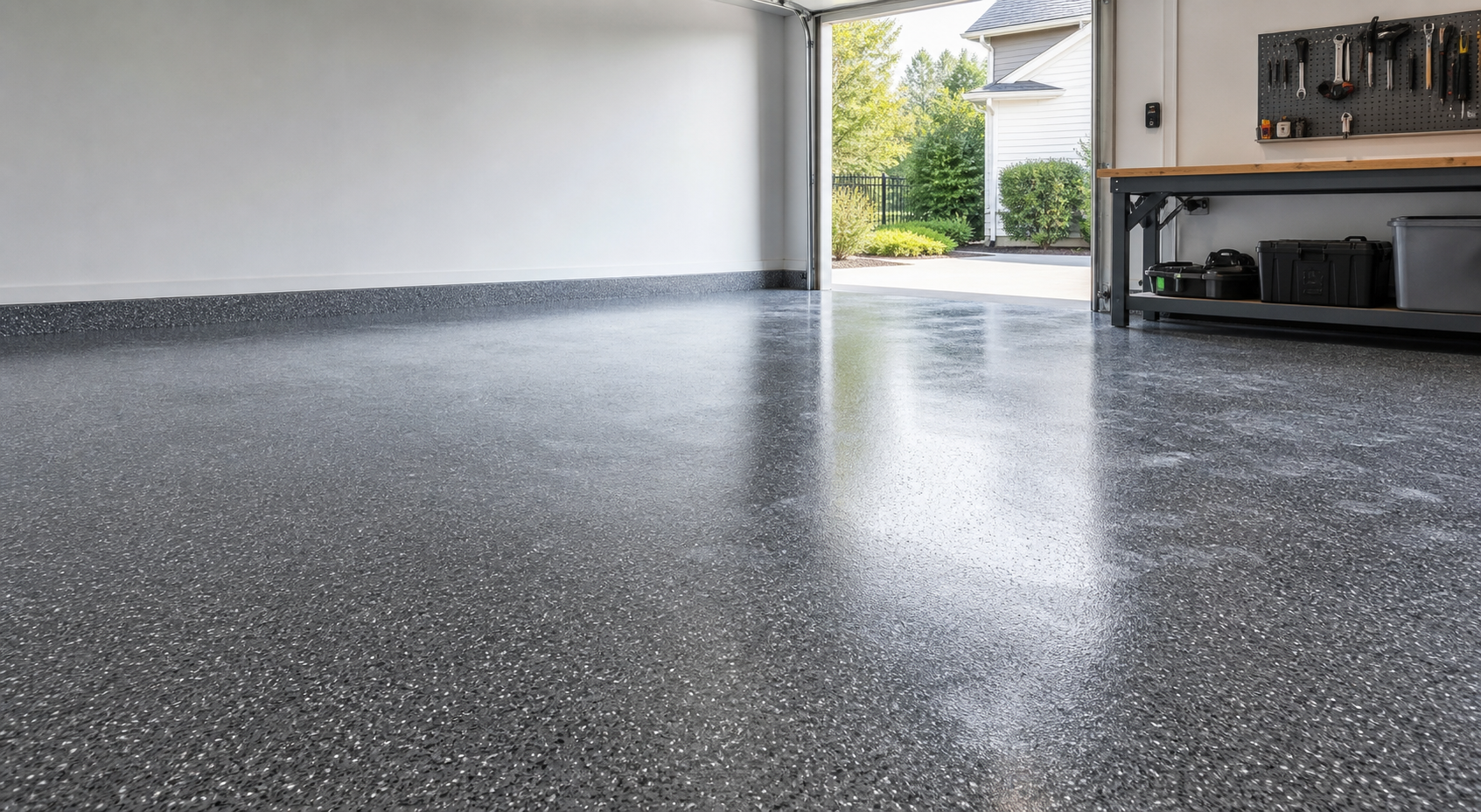 Finished epoxy garage floor